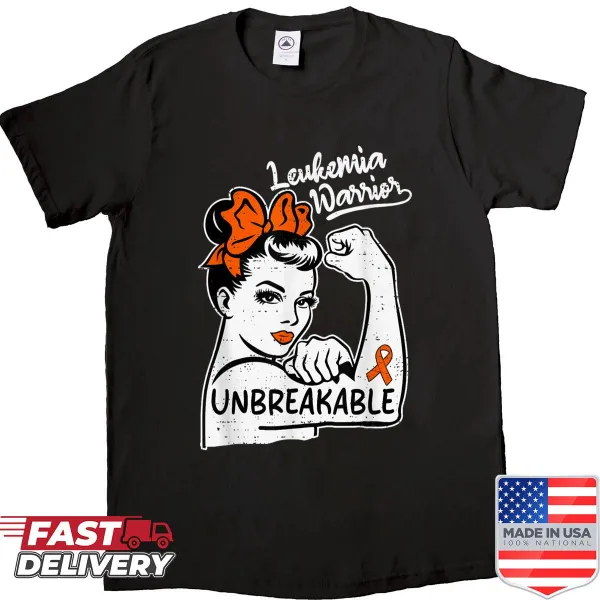 Orange leukemia awareness ribbon illustration on support shirt