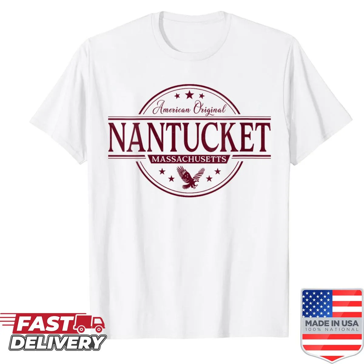 Label-style shirt representing Nantucket, Massachusetts