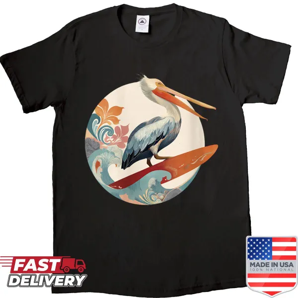 Illustrated pelican graphic shirt for women.