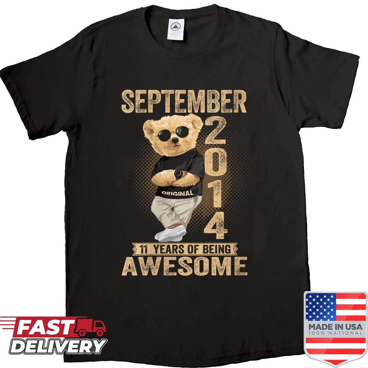 Awesome teddy bear birthday shirt for September 11th