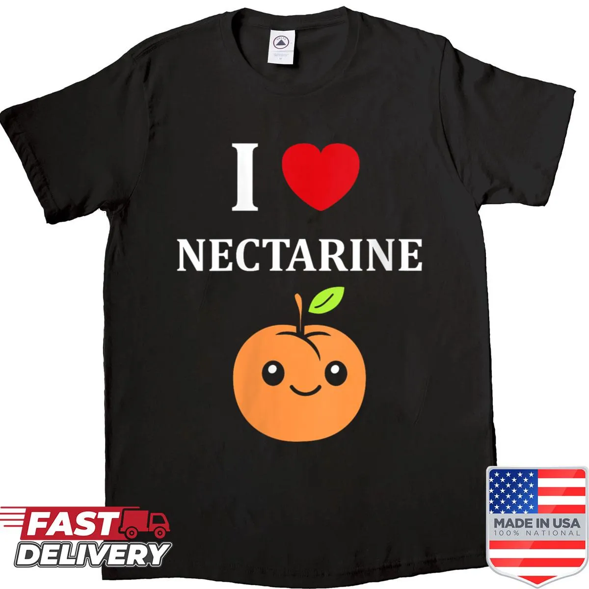 Funny nectarines graphic shirt for women with playful text.