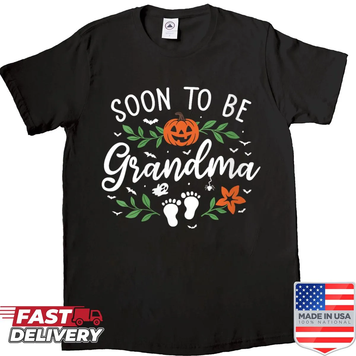 Cute announcement shirt for soon-to-be grandmas with Halloween theme