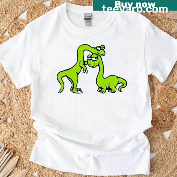 Cute graphic of two happy dinosaurs on a kids t-shirt