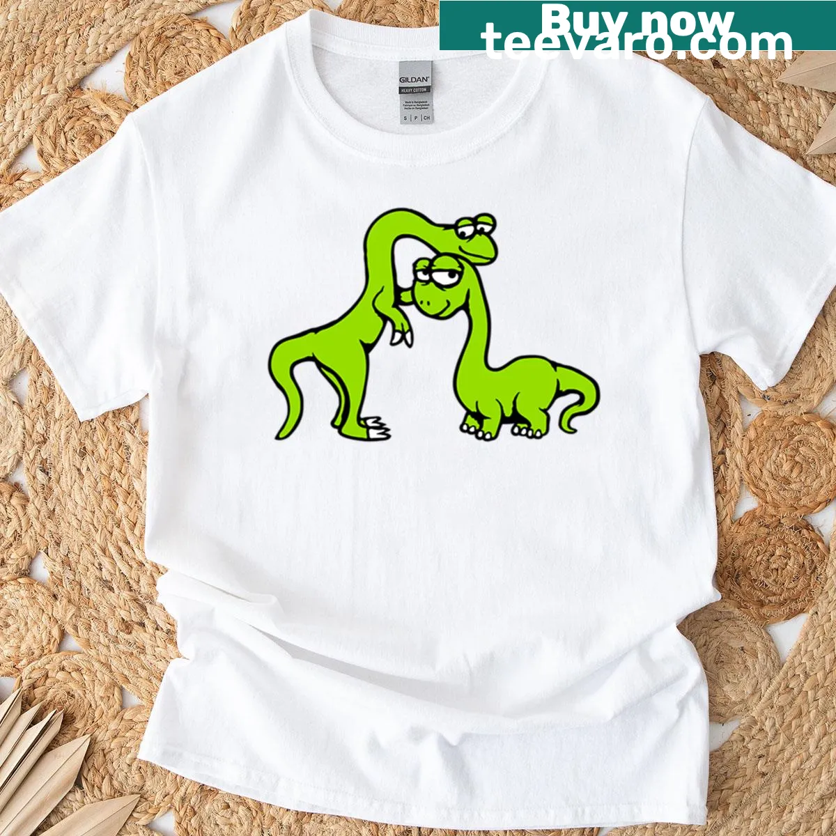 Cute graphic of two happy dinosaurs on a kids t-shirt — on a men's t-shirt
