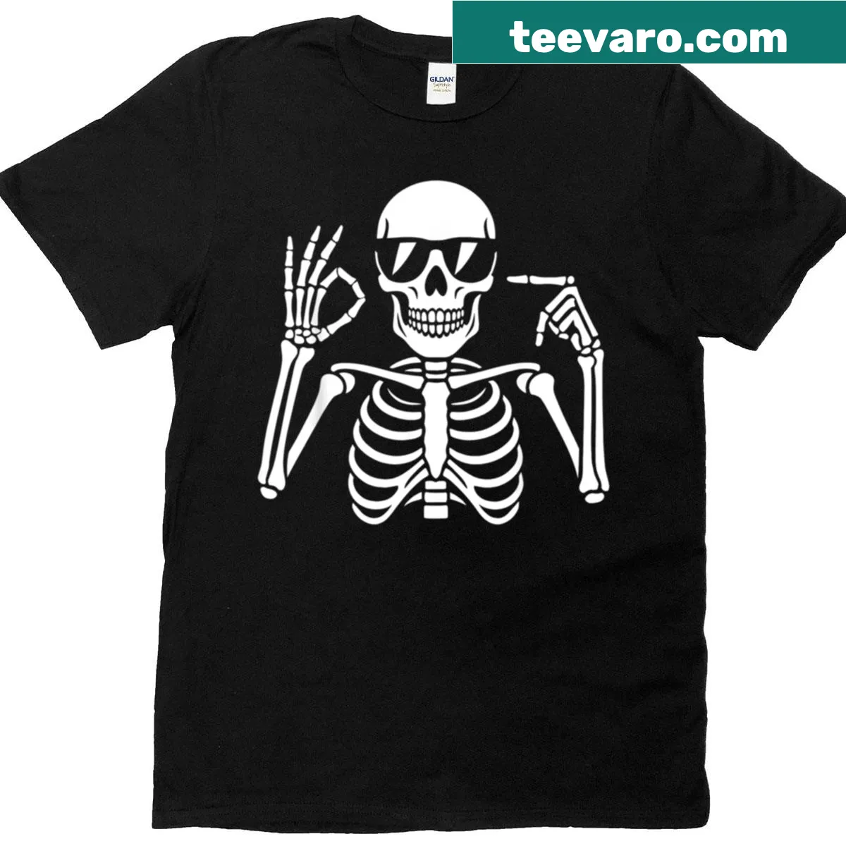 Funny Halloween T-shirt with skeletons and the number 67 — on a men's t-shirt