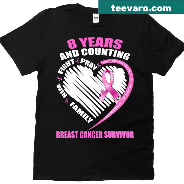 Inspirational survivor T-shirt celebrating 8 years of breast cancer survival