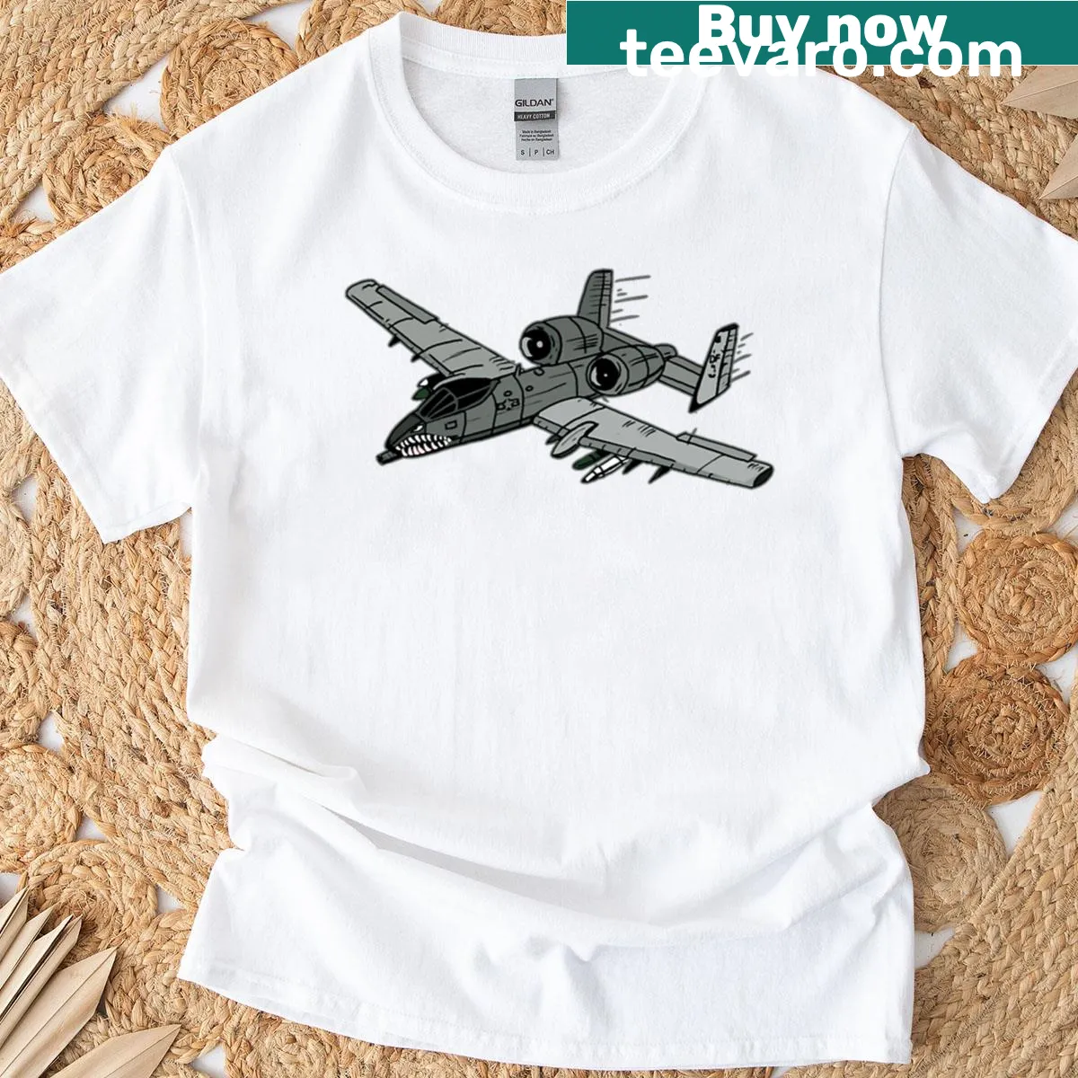 Digital painting of an A-10 Warthog T-shirt — on a men's t-shirt