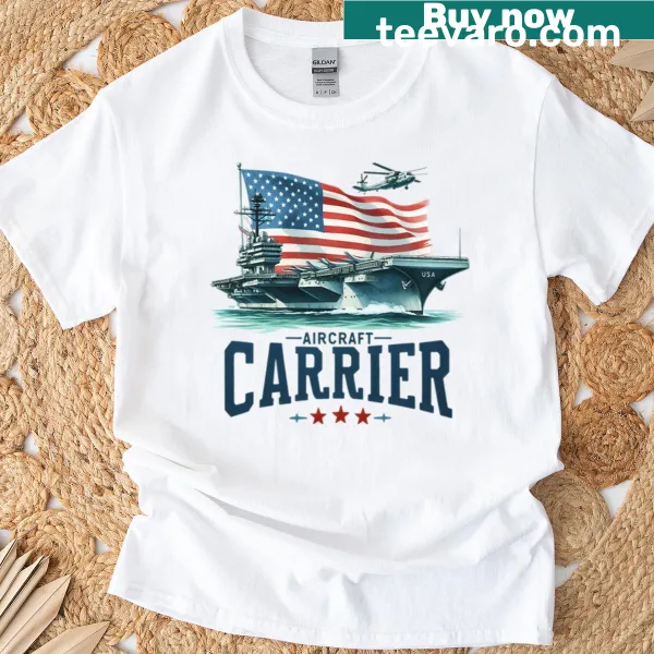 Emblematic T-shirt featuring an aircraft carrier design.