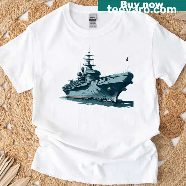 Silhouette t-shirt featuring an aircraft carrier graphic design.