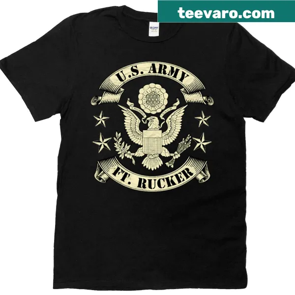 T-shirt featuring Fort Rucker emblem representing the US Army base