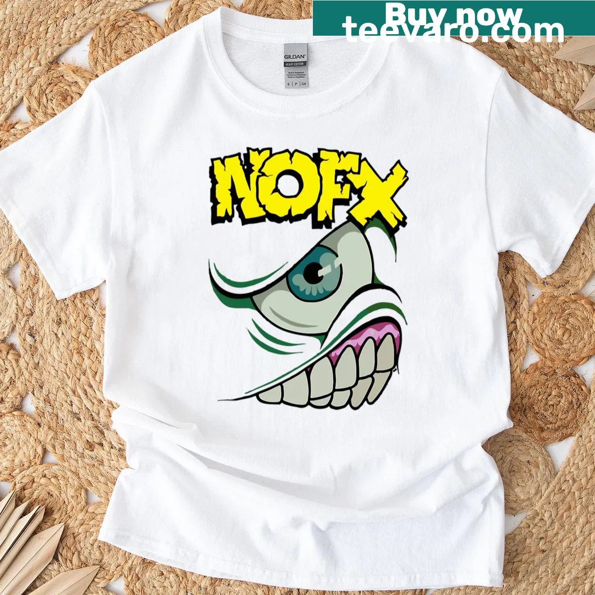 Vintage punk band album logos graphic T-shirt — on a men's t-shirt