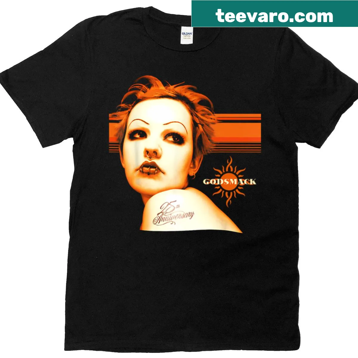 Vintage album logos graphic on a T-shirt — on a men's t-shirt