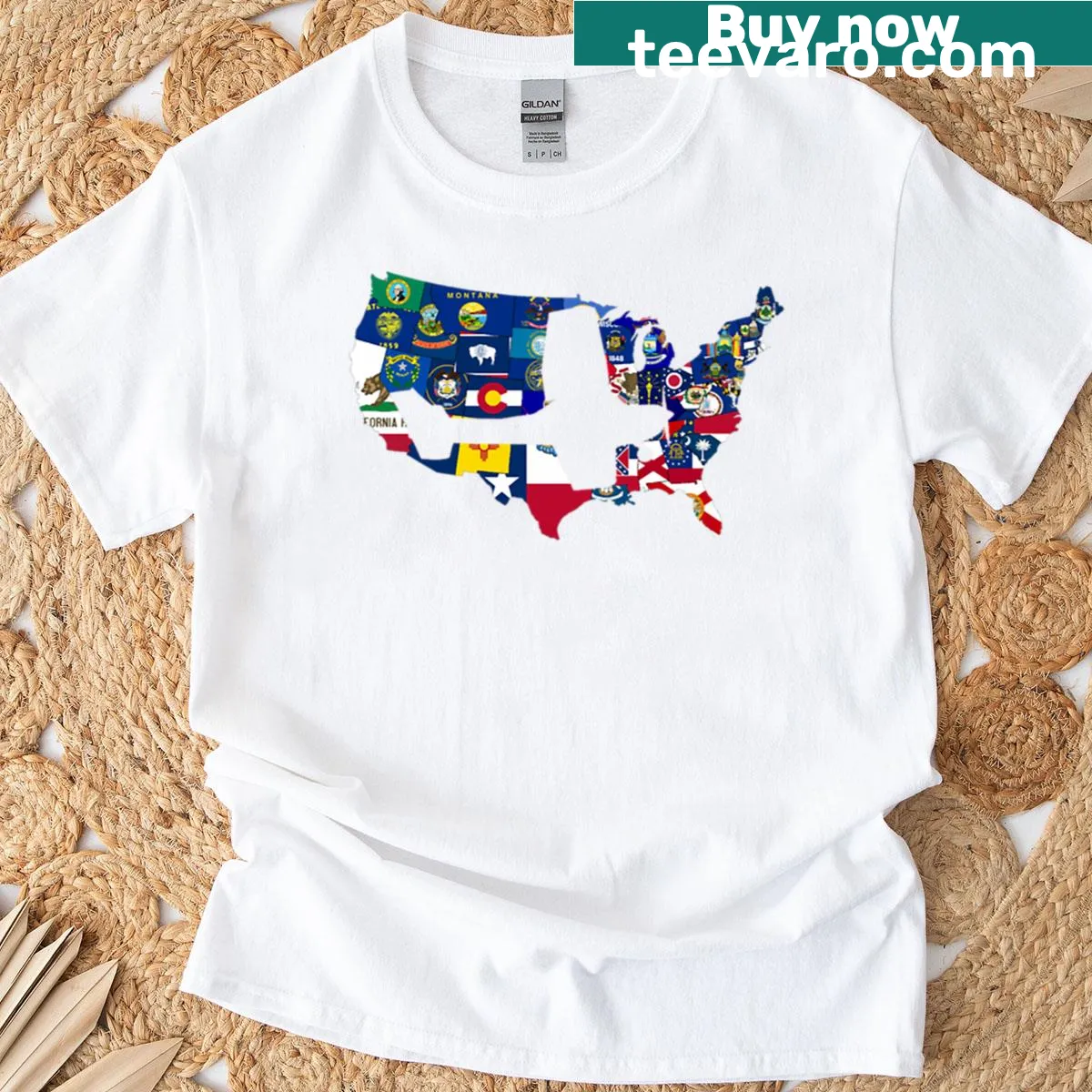 T-shirt with American Pilots Series and state flags design — on a men's t-shirt