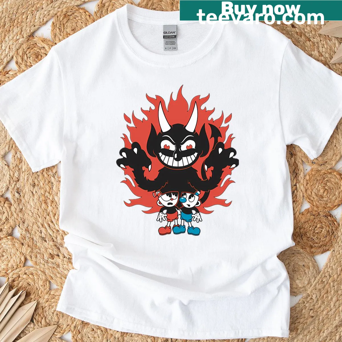 Devilish retro graphic tee with dice — on a men's t-shirt