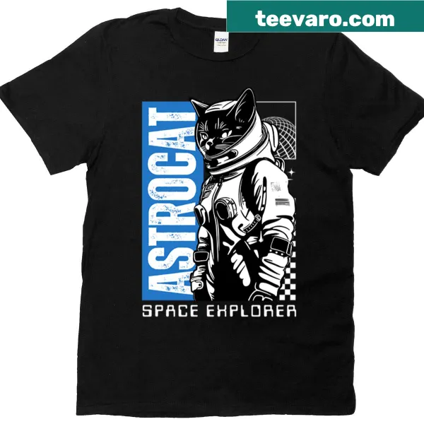 Cartoon Astrocat t-shirt with a funny space explorer design