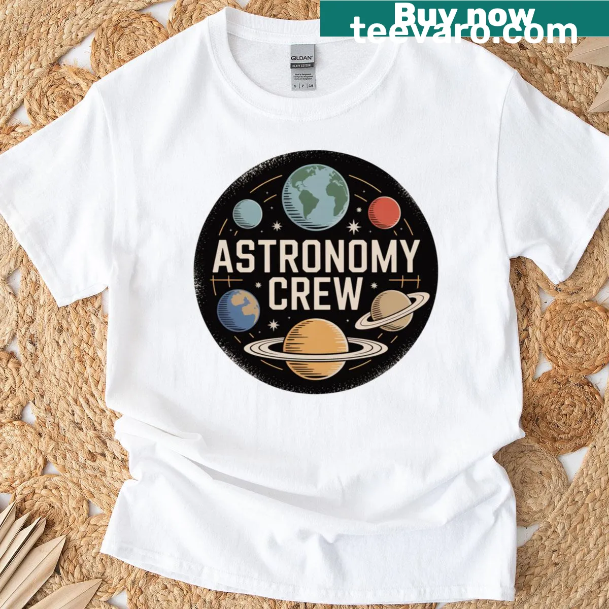Planets of the solar system design on a T-shirt — on a men's t-shirt