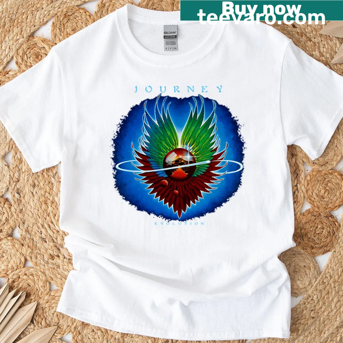 Vintage-style shirt featuring classic band logos and album art — on a men's t-shirt