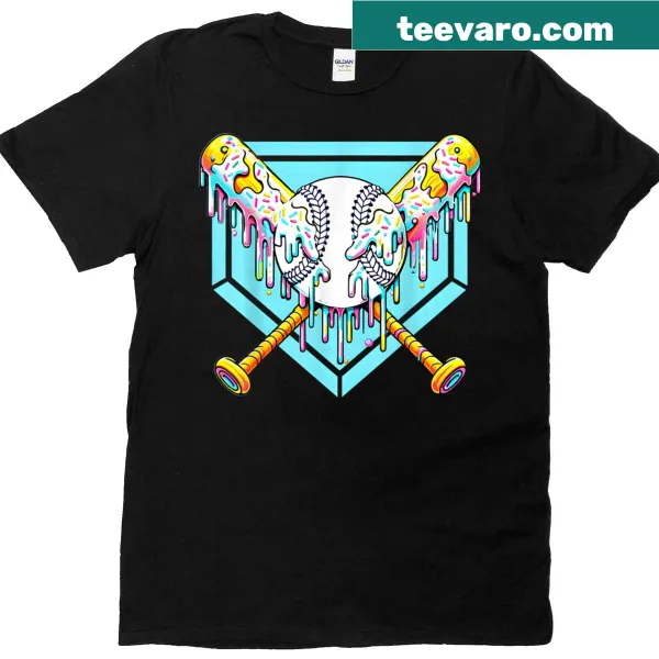 Youth baseball shirt featuring an ice cream cone and baseball elements
