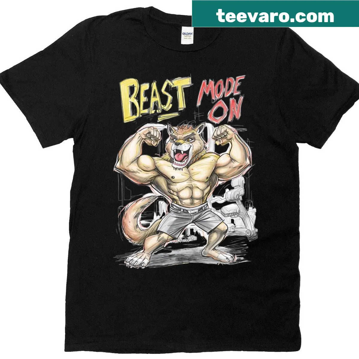 Oversized T-shirt with 'Beast Mode Activated' graphic — on a men's t-shirt