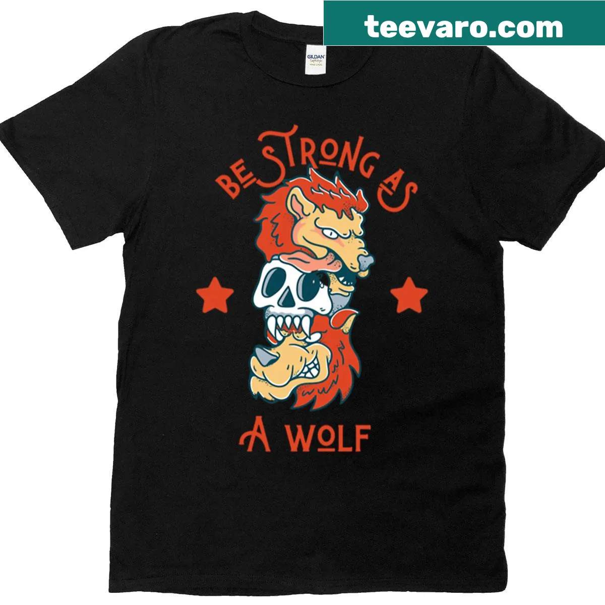 Realistic wolf graphic on a t-shirt — on a men's t-shirt