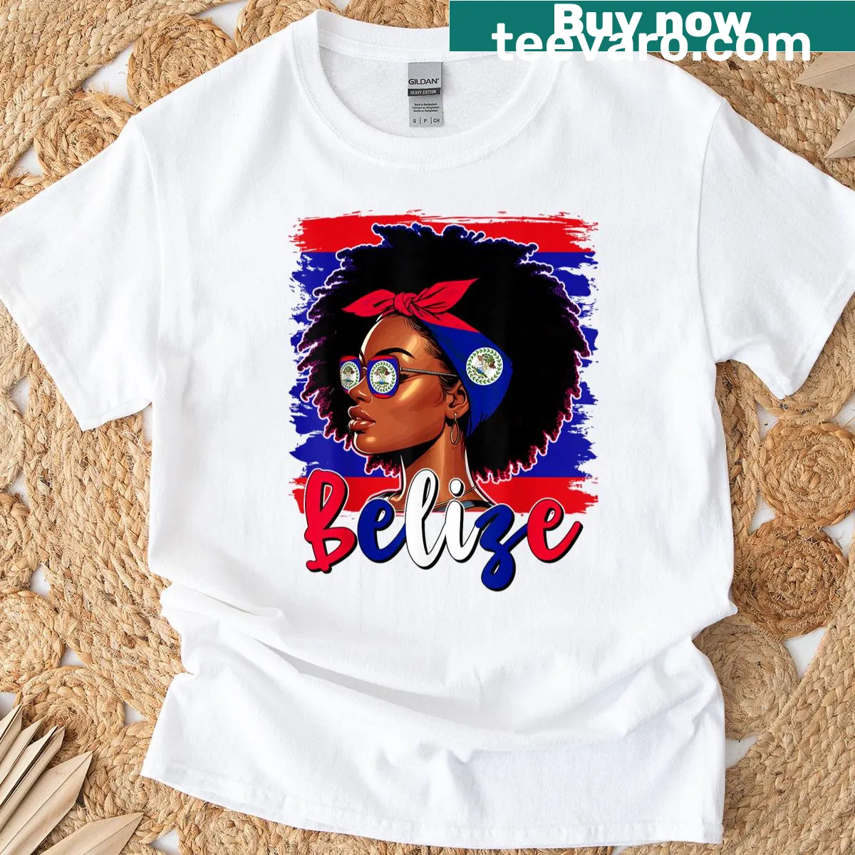 Illustration of the Belize flag celebrating Belizean heritage and pride. — on a men's t-shirt
