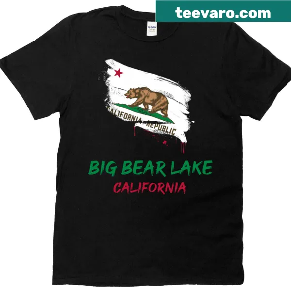 Souvenir t-shirt with paint splatter design inspired by Big Bear Lake