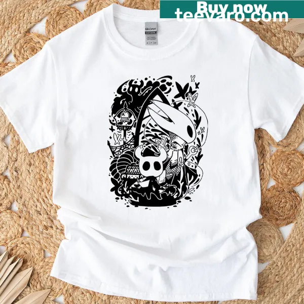 Illustration of Hollow Knight character on a T-shirt