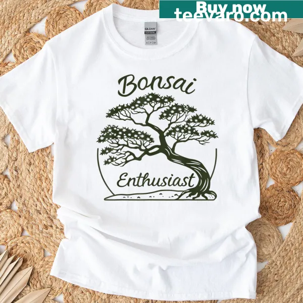 Bonsai tree illustration on a serene T-shirt