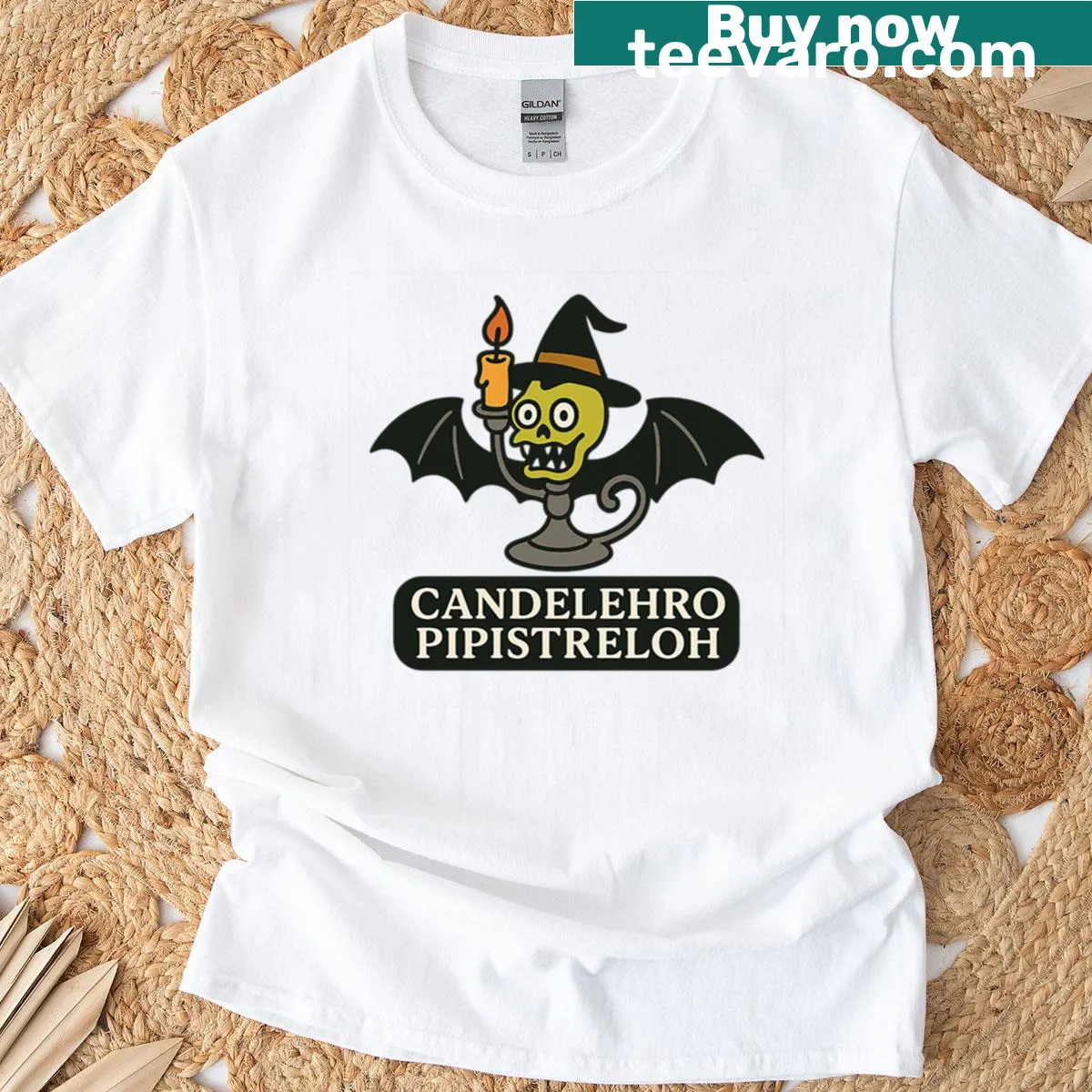 T-shirt with illustration of a whimsical Frankenstein-like creature — on a men's t-shirt