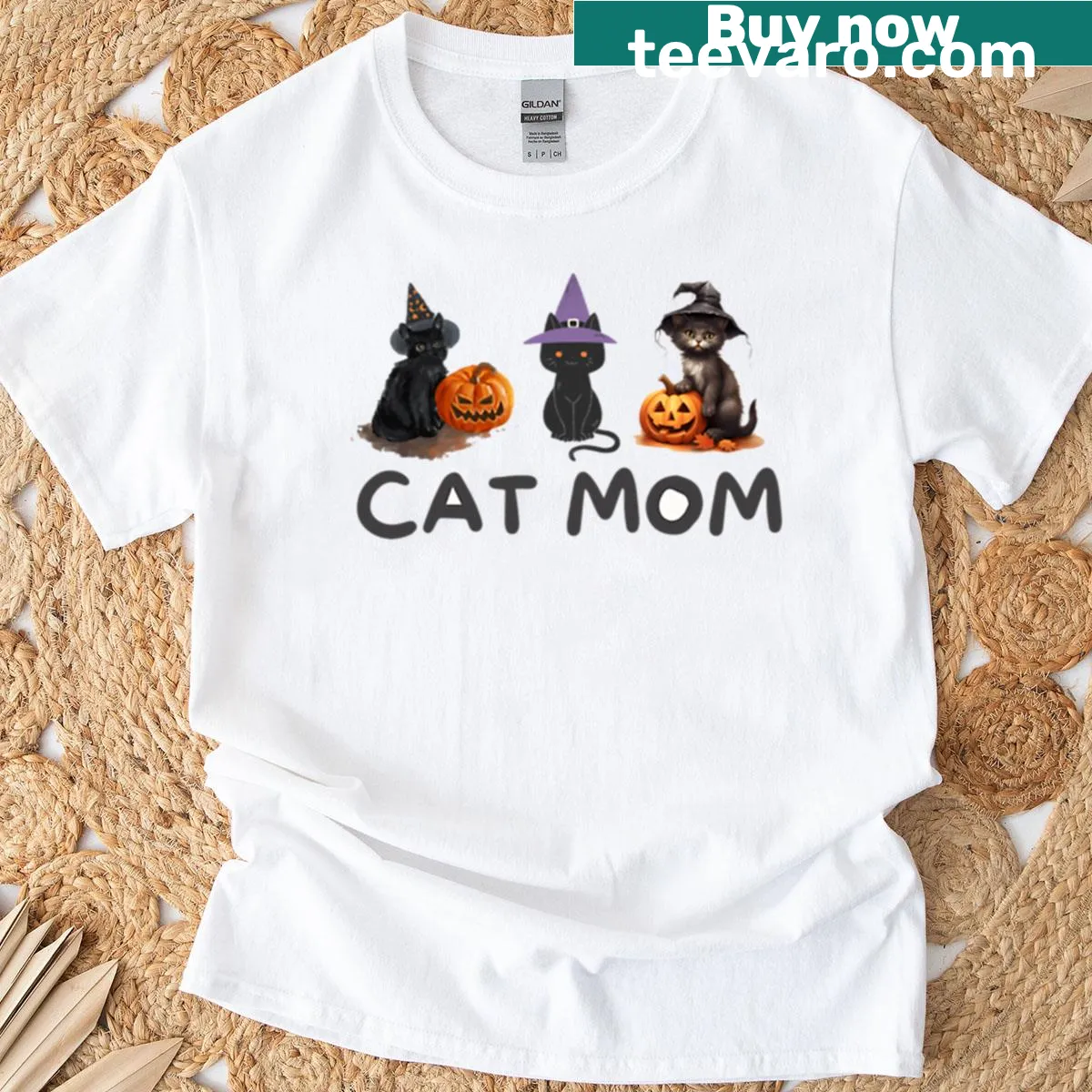 Cute Halloween cats in costumes design for cat moms — on a men's t-shirt