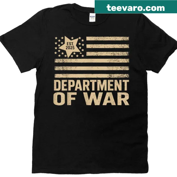 Vintage American flag T-shirt commemorating the Department of War Est2025