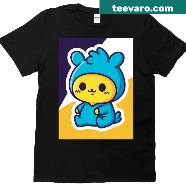 Cute toddler t-shirt with a cheerful critter in a blue onesie