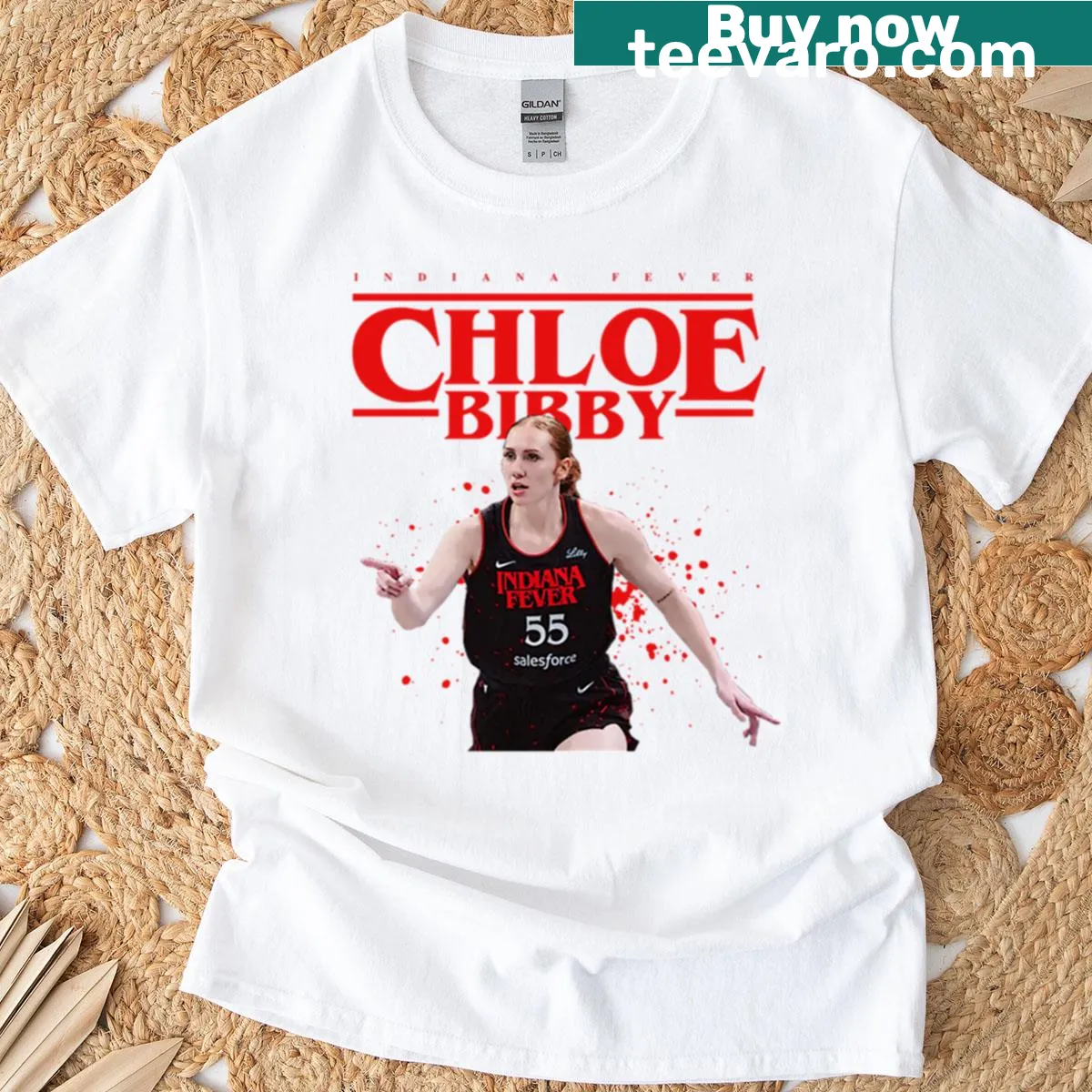 Chloe Bibby Indiana Fever T-shirt with team logo — on a men's t-shirt