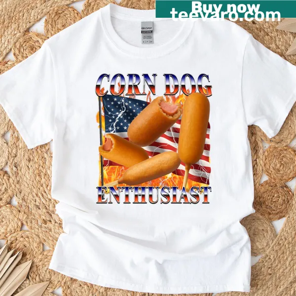 Playful graphic of corn dog on a T-shirt