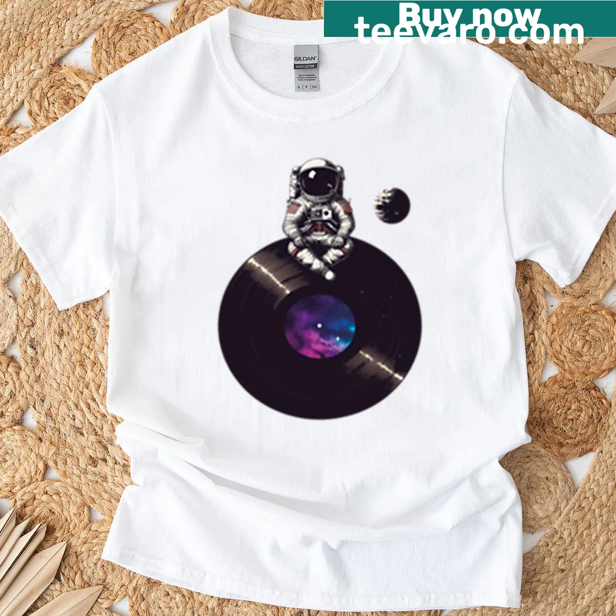 Cosmic graphic celebrating music on a T-shirt — on a men's t-shirt