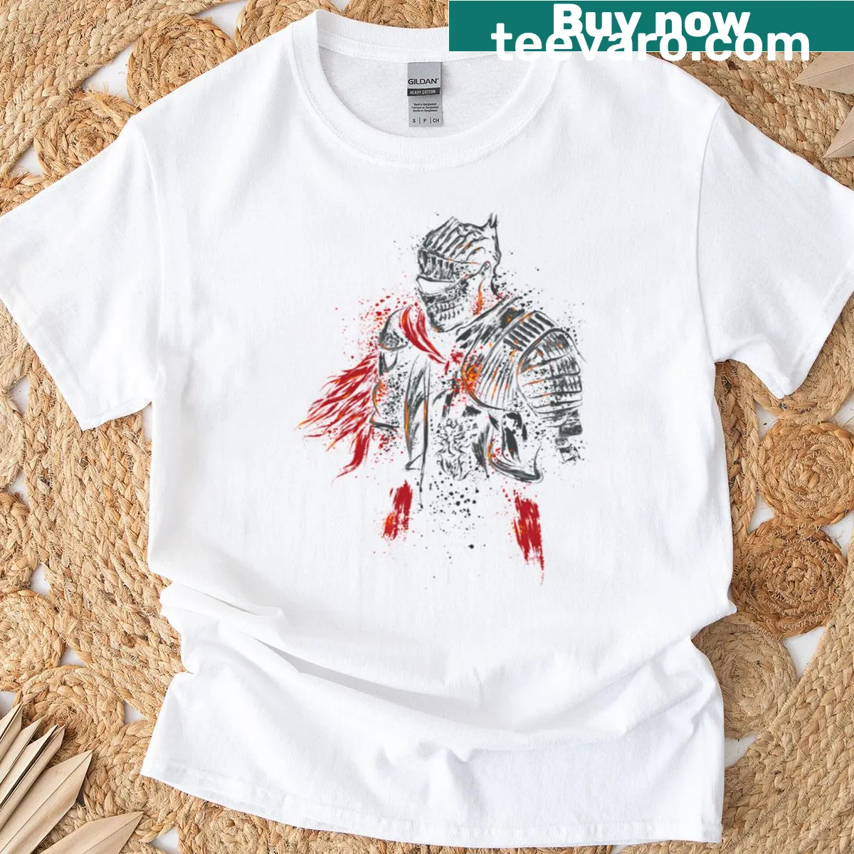 Vintage distressed T-shirt featuring an undead Dark Knight graphic — on a men's t-shirt