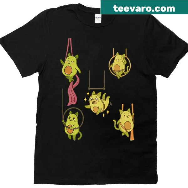 Adorable shirt featuring cartoon acrobatic cats