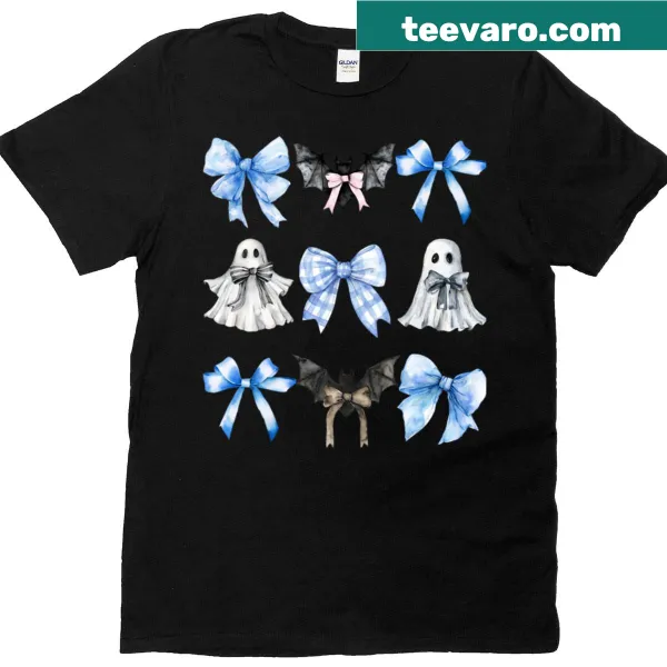 Cartoon-style T-shirt featuring cute ghosts for Halloween