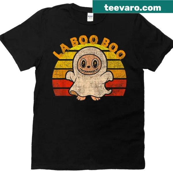 Adorable ghost graphic T-shirt for Halloween, suitable for all ages.