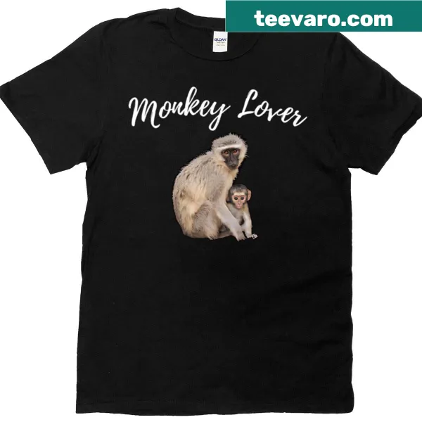 Illustration of a mother and baby monkeys on a cute T-shirt.