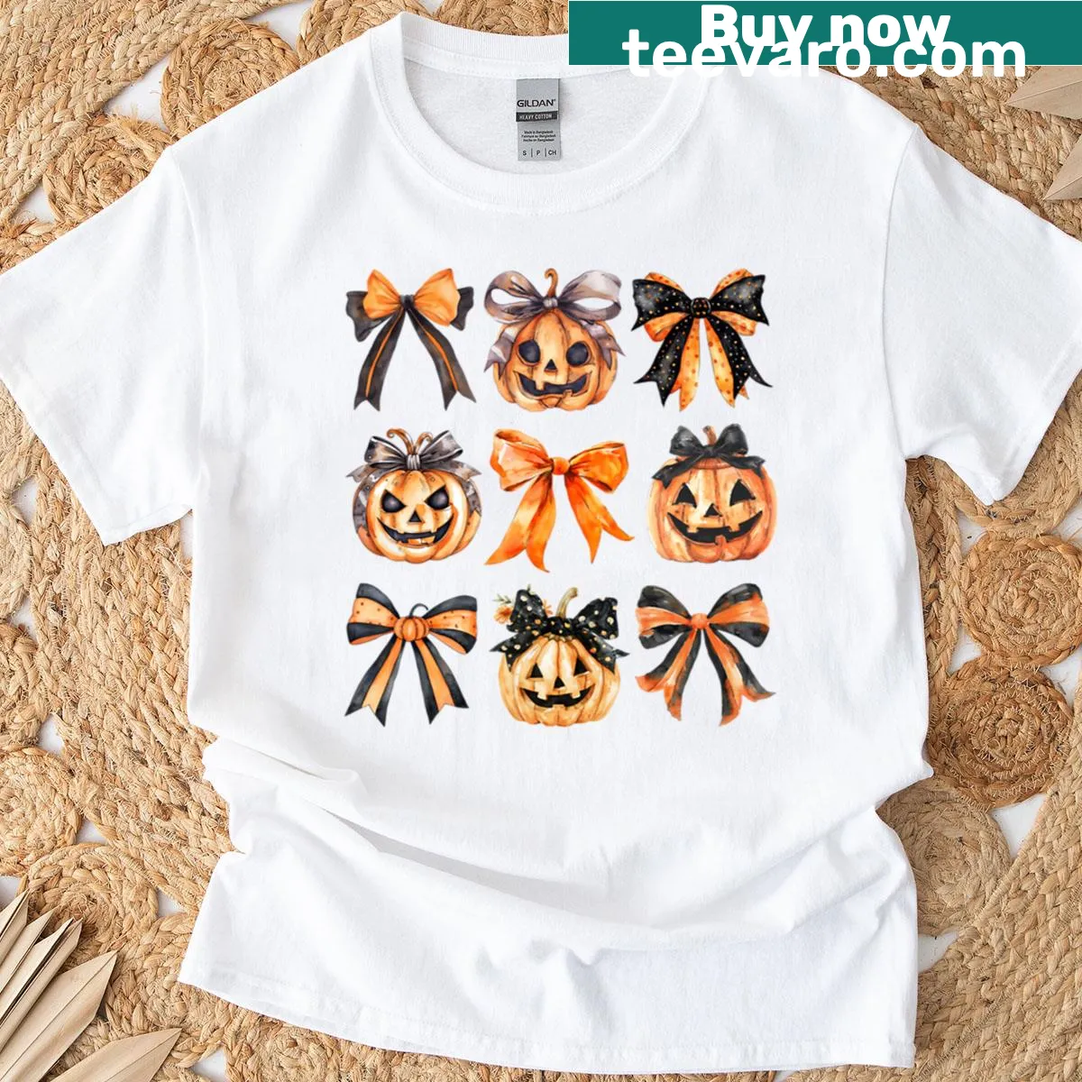 Cute pumpkin design on Halloween t-shirt — on a men's t-shirt