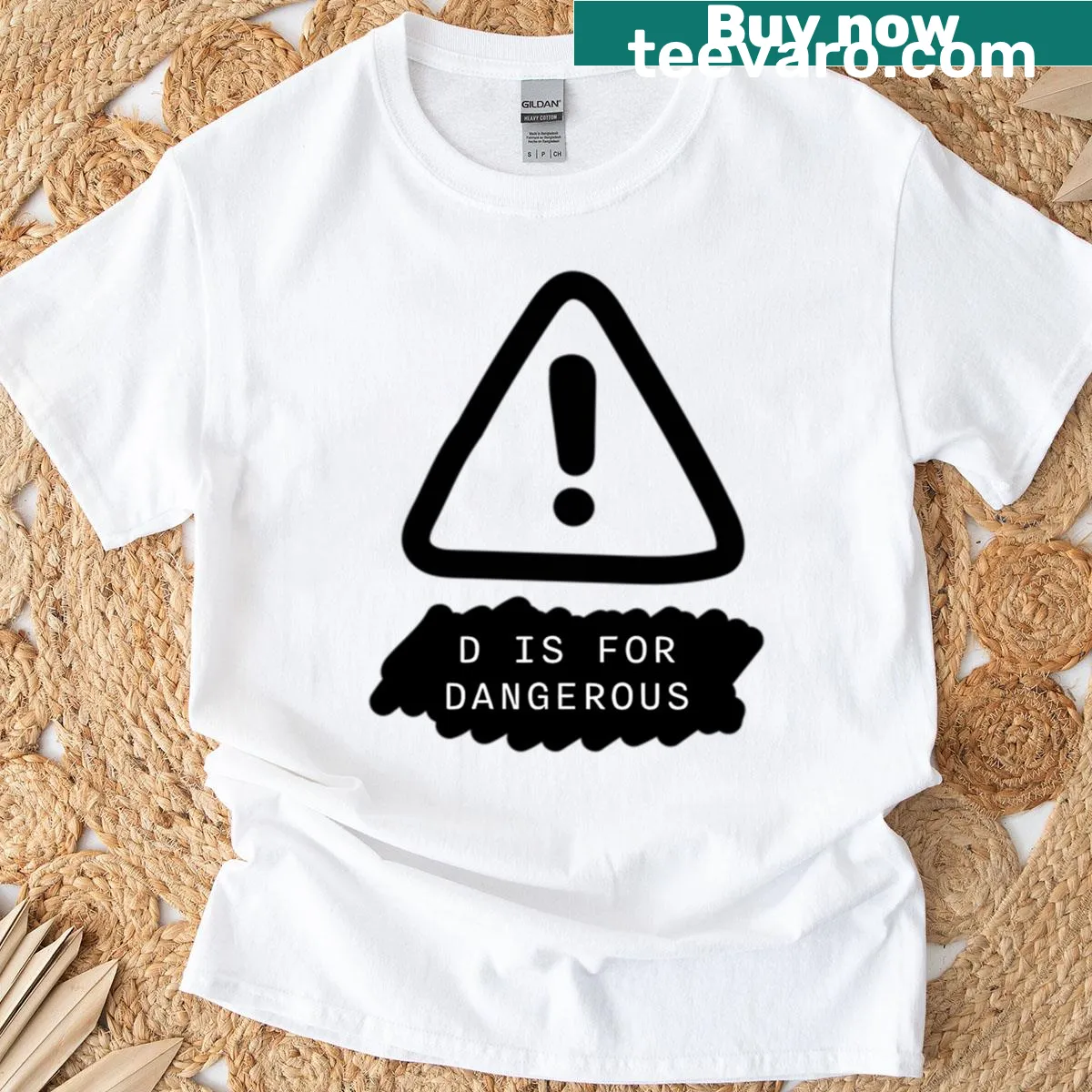 Bold typography Arctic Monkeys T-shirt with 'D Is For Dangerous' text — on a men's t-shirt