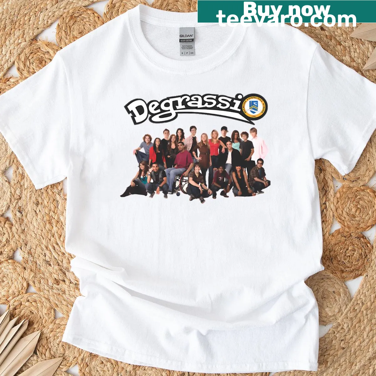 T-shirt featuring the cast of Degrassi The Next Generation — on a men's t-shirt