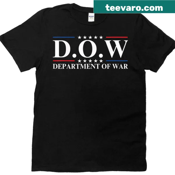 Department of War Est 2025 emblem on a t-shirt