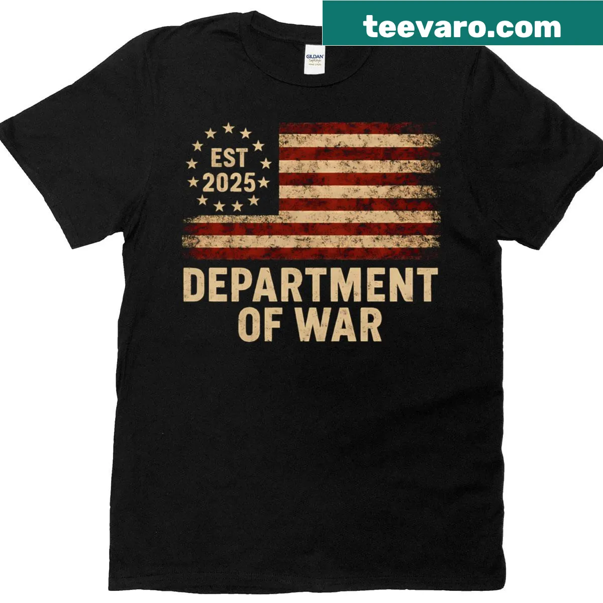 Vintage distressed American flag graphic t-shirt — on a men's t-shirt