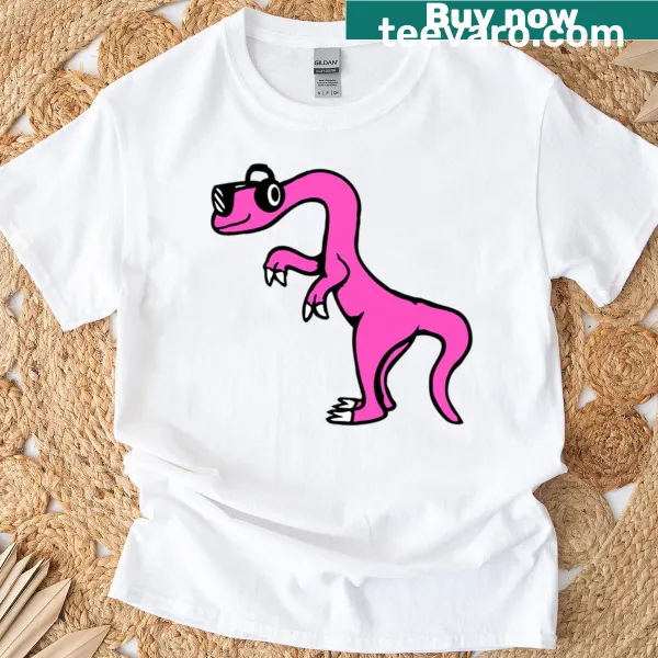 Cartoon DJ dinosaur in sunglasses and headphones, ready to party.