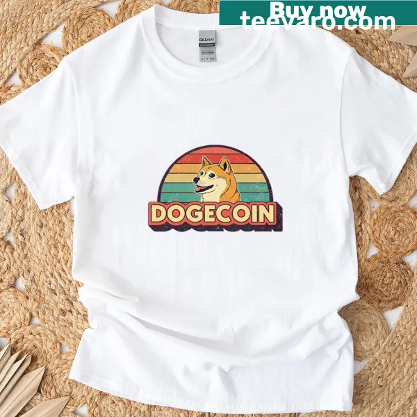 Illustrative T-shirt featuring Dogecoin and Shiba Inu graphics