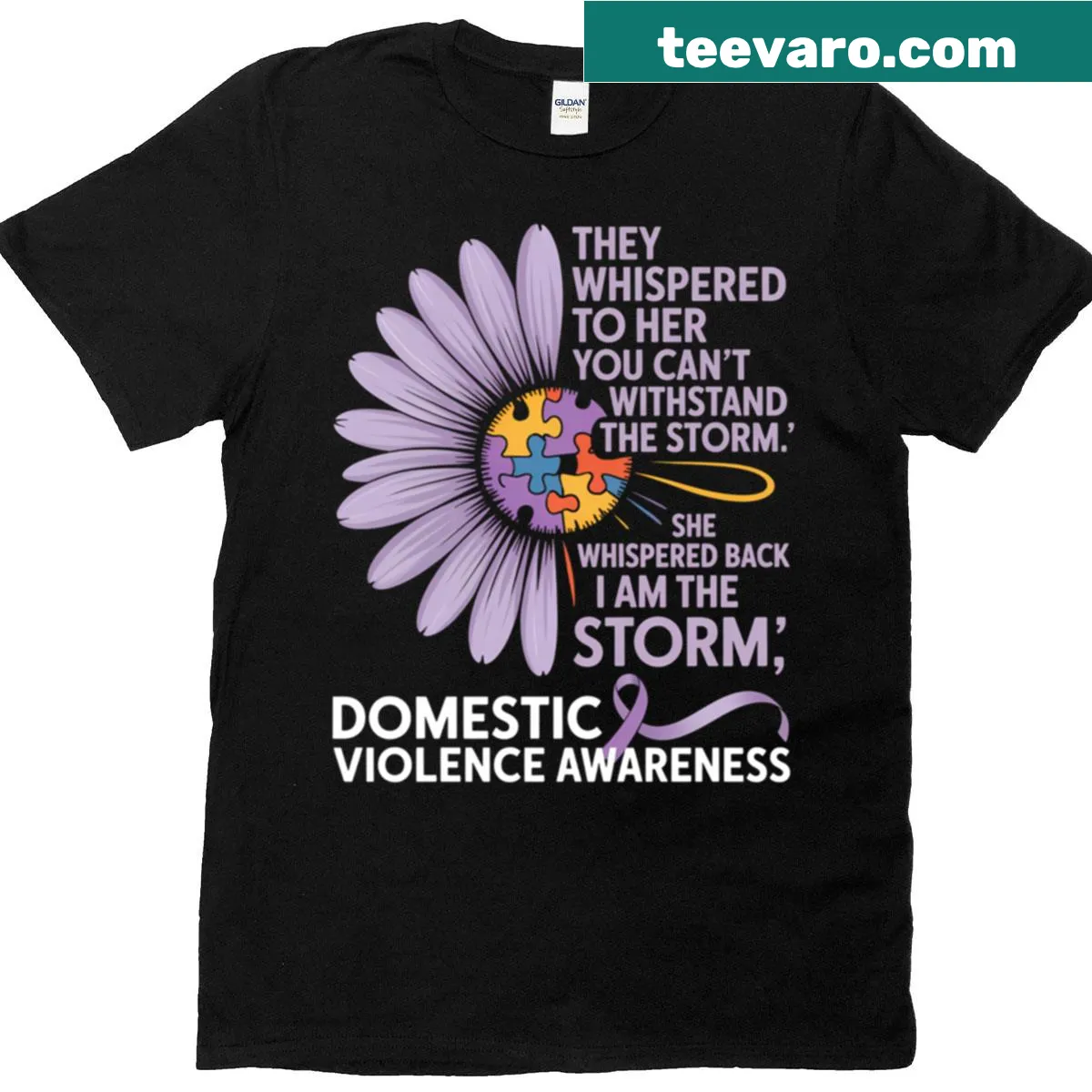 Flower graphic promoting domestic violence awareness on a t-shirt — on a men's t-shirt