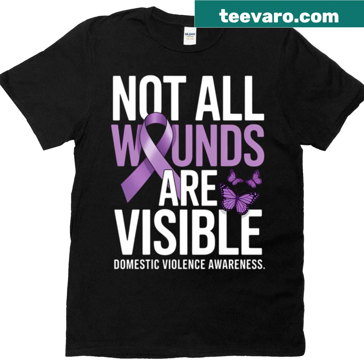 Motivational design t-shirt raising domestic violence awareness — on a men's t-shirt