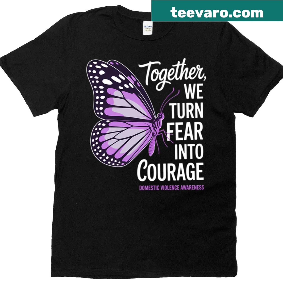 Cute t-shirt supporting domestic violence awareness — on a men's t-shirt